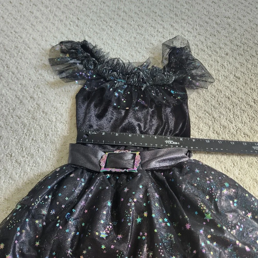 Halloween Kids Small Black‎ Velvet Tulle Celestial Star Witch Costume Dress